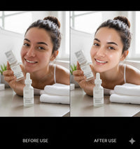 The serum in your image is The Ordinary Niacinamide 10% + Zinc 1%.

A lightweight serum that helps reduce the appearance of blemishes, congestion, and visible sebum activity. It contains niacinamide (vitamin B3) to improve