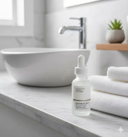 The serum in your image is The Ordinary Niacinamide 10% + Zinc 1%.

A lightweight serum that helps reduce the appearance of blemishes, congestion, and visible sebum activity. It contains niacinamide (vitamin B3) to improve